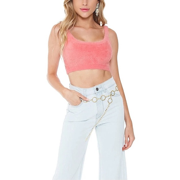 NWT For Love & Lemons Whitney Mohair crop - as seen on Hailey Bieber